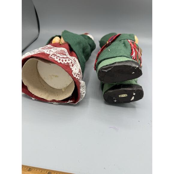 Vintage Christmas Caroler Figurines Man Woman Felt Choir Set of 2 Decor - Picture 6 of 7